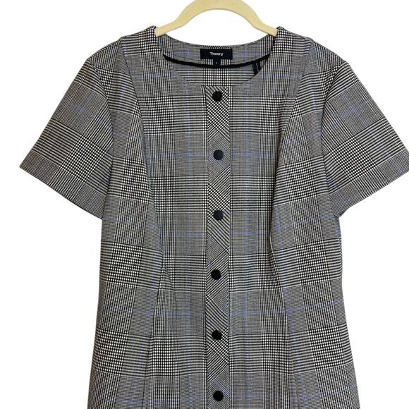 Theory Womens Career Dress Size Large Easy Snap Shift Windowpane Portland Plaid - Picture 2 of 6